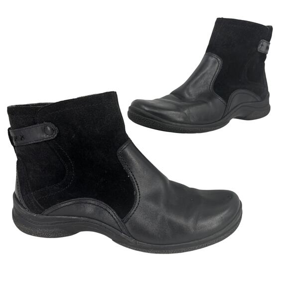 Clarks Bendables Ankle Boots Womens Size 9.5 Black Leather Suede Side Zip - Picture 1 of 9